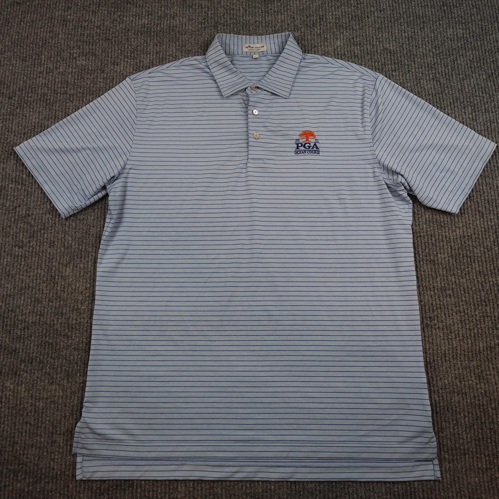 Peter Millar Summer Comfort Shirt Mens Large Blue PGA Ocean Course 2021 Golf